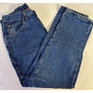 Vintage L.L. Bean‎ Jeans Men's 36 X 30 Blue Denim Red Flannel Tartan Plaid Lined